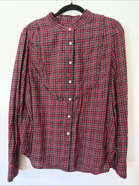 Red & Green Plaid Gap Button-Up Blouse